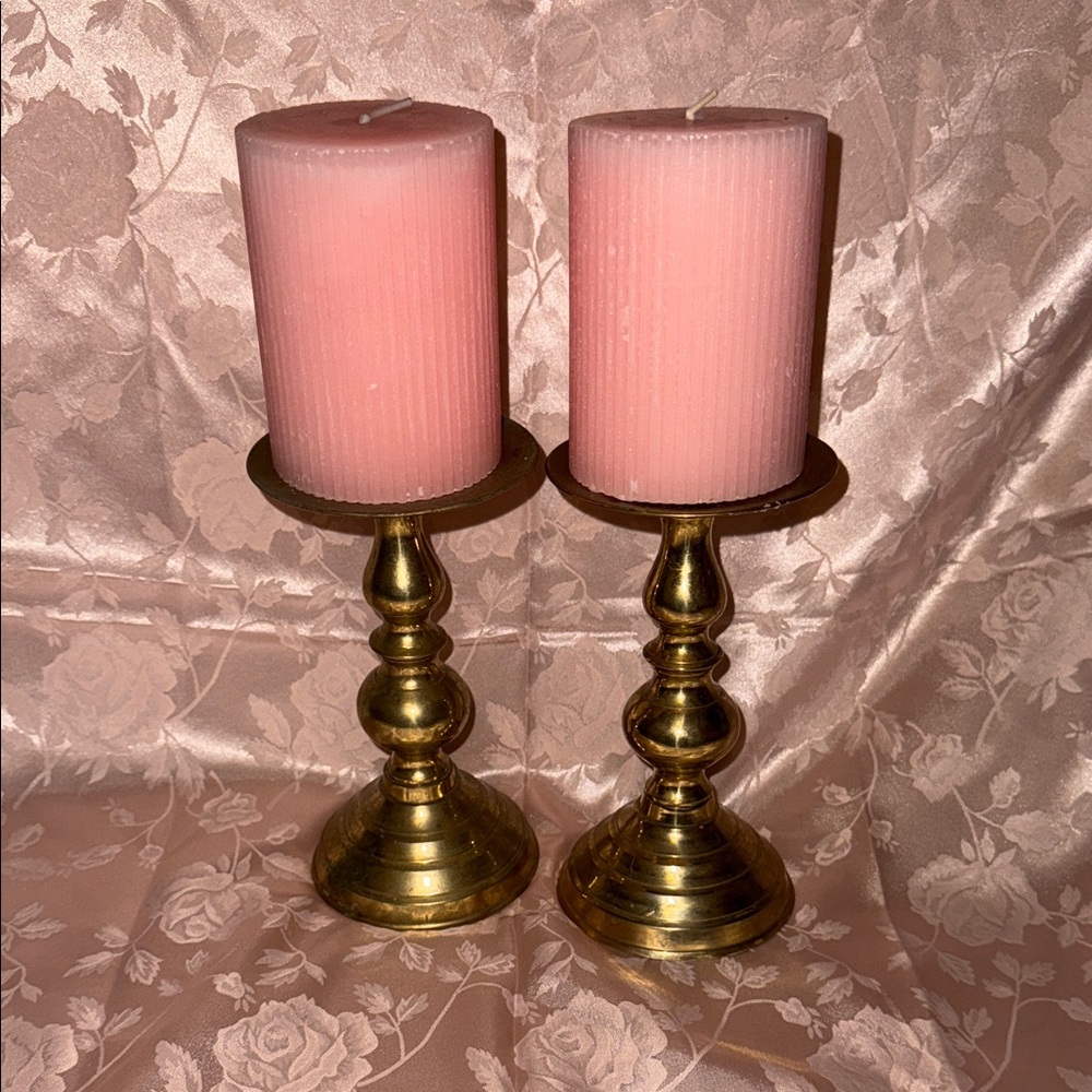 Vintage Hosley Brass Candle Holders - Picture 1 of 2